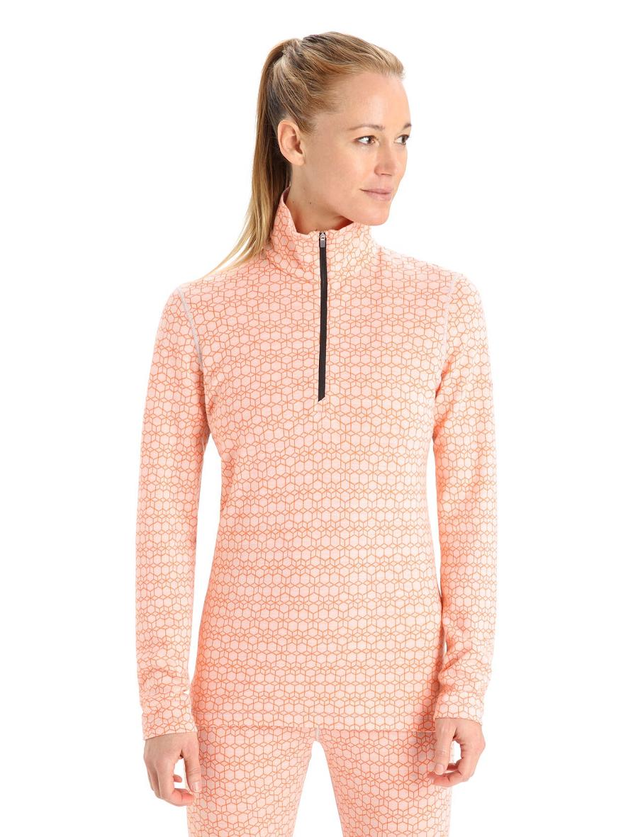 One Piece & Sets Icebreaker Merino 250 Vertex Long Sleeve Half Zip Alpine Geo Damskie Białe | PL 1154YXFU